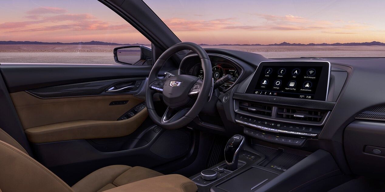 Close-up view of the Cadillac CT5 dashboard.