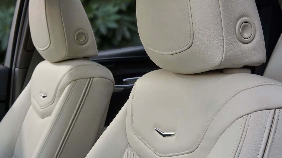 Close-up view of the Cadillac XT5 seats.