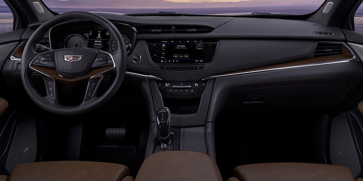 Great view of the Cadillac XT6's dashboard and technology.