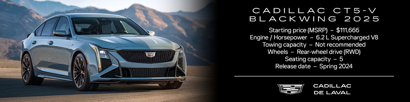 A list of technical specifications for the 2025 Cadillac CT5-V Blackwing.