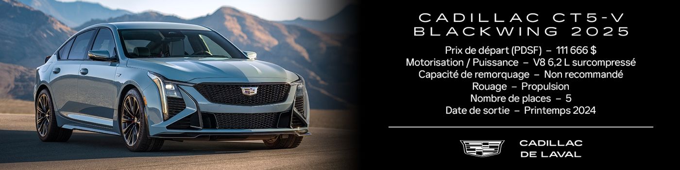 Une liste des caractéristiques techniques du Cadillac CT5-V Blackwing 2025.