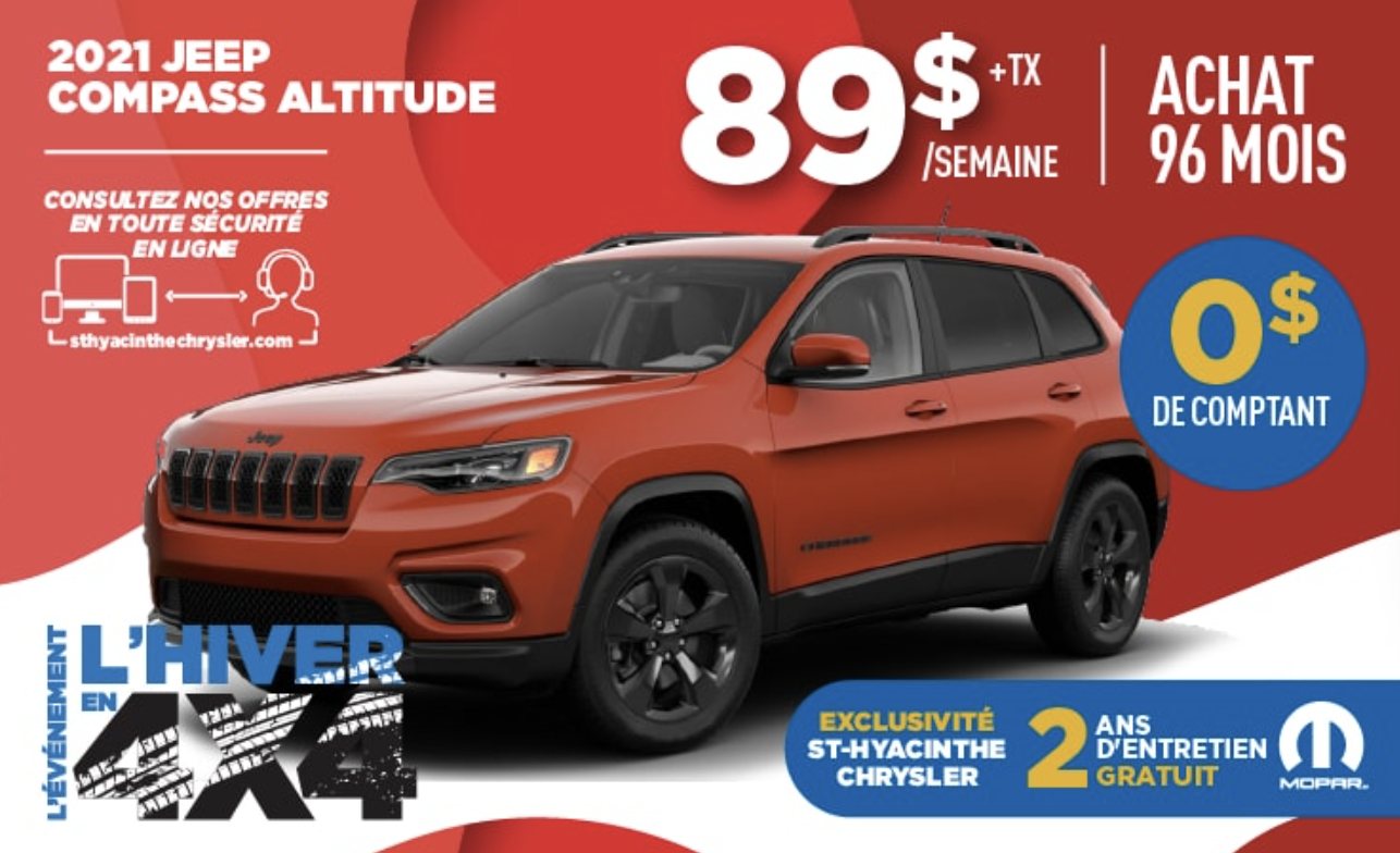 PROMOTION 2021 JEEP COMPASS À PETIT PRIX