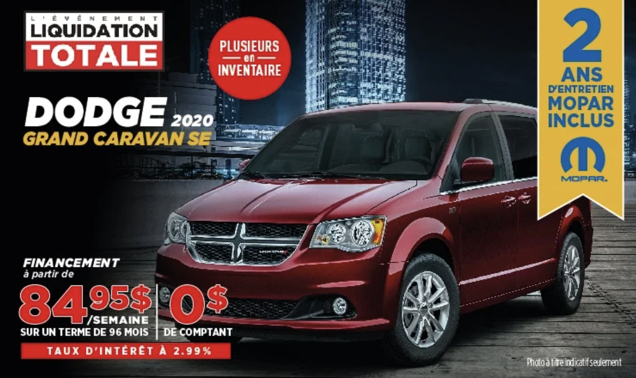 L'offre de la DODGE GRAND CARAVAN 2020 à prix réduit