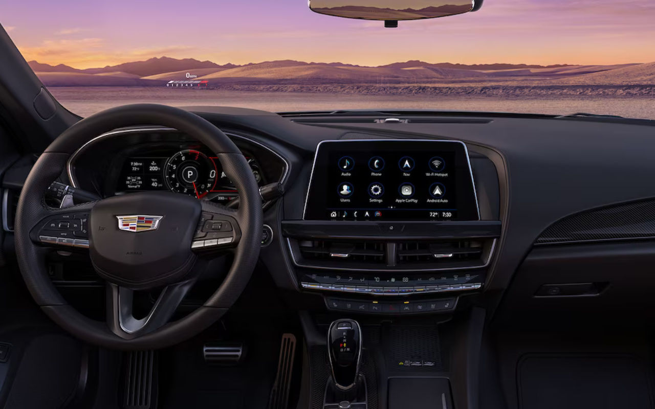 cockpit and dashboard view of a 2024 Cadillac CT5-V Blackwing