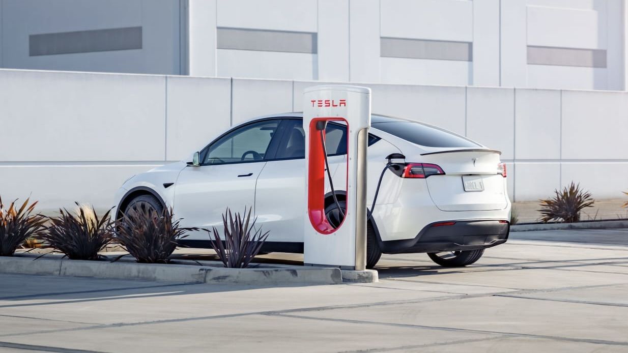 Tesla Model Y being recharged.