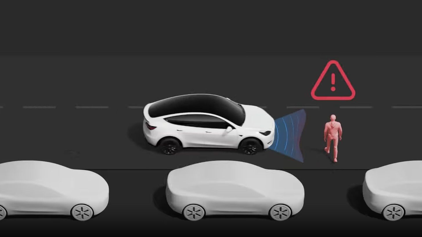 Demonstration of the Tesla Model Y 2024's driver assistance system.