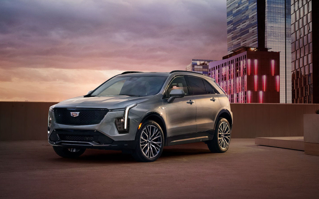 front side view of a 2025 Cadillac XT4 on a rooftop