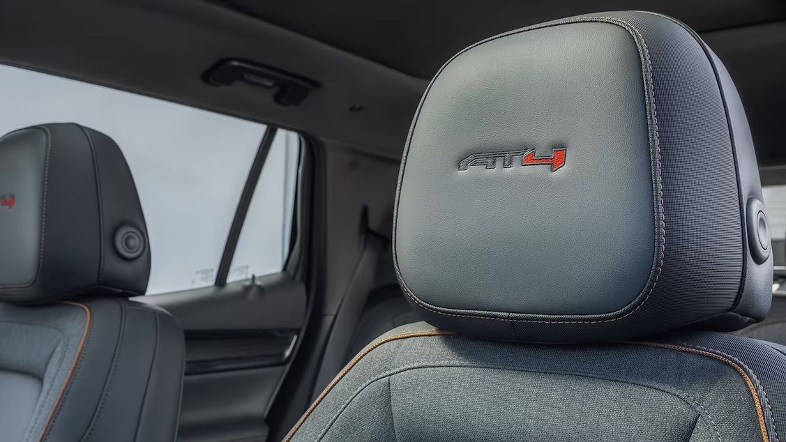 Close-up view of the front seats of the GMC Terrain 2026.