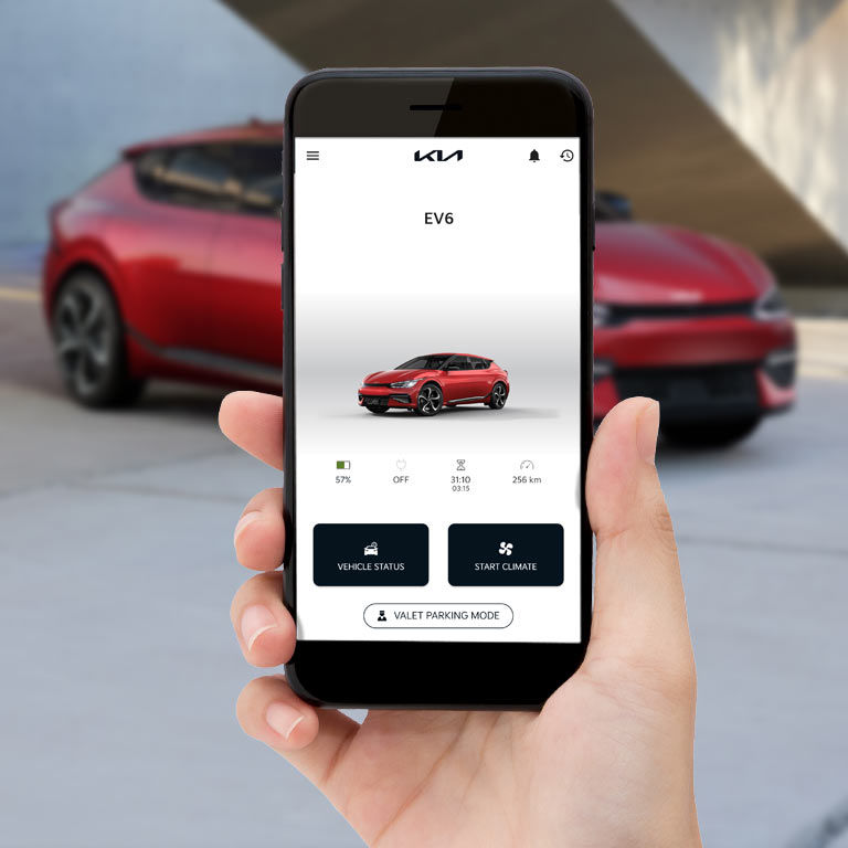 The Kia Konnect mobile application for purchasing a vehicle online.