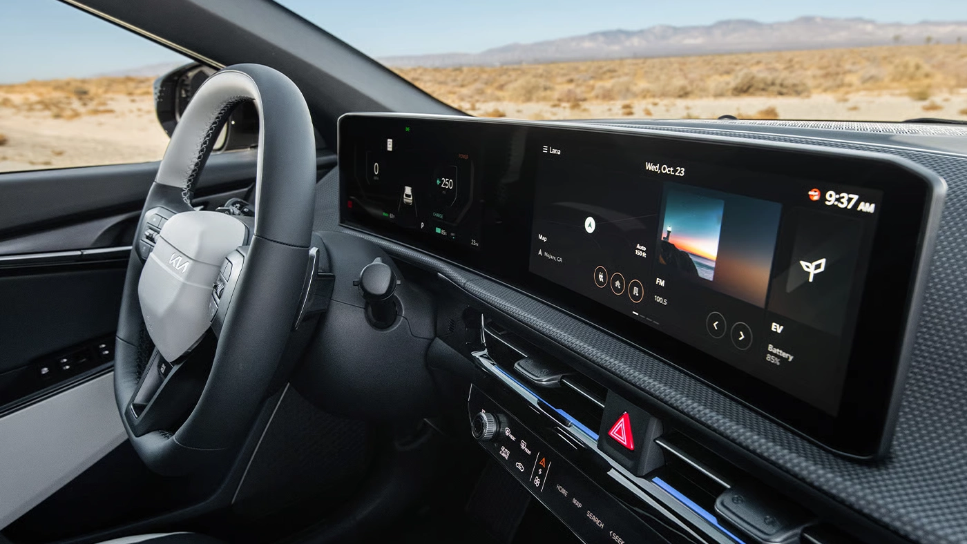 View of the 2026 Kia EV6 and its dashboard