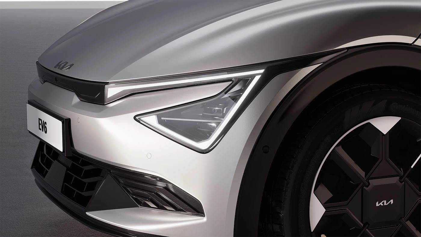 Close-up view of the front headlights on the 2026 Kia Niro