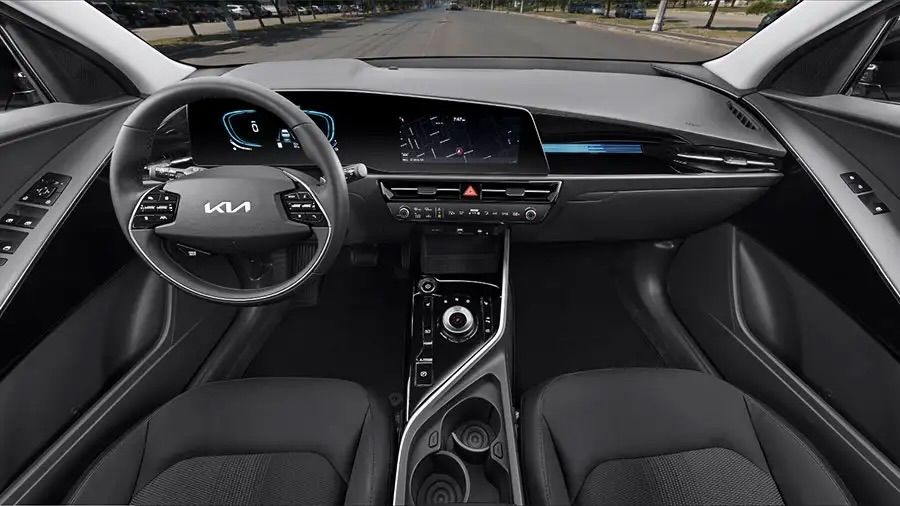 Great view of the Kia Niro phev's dashboard and technology.