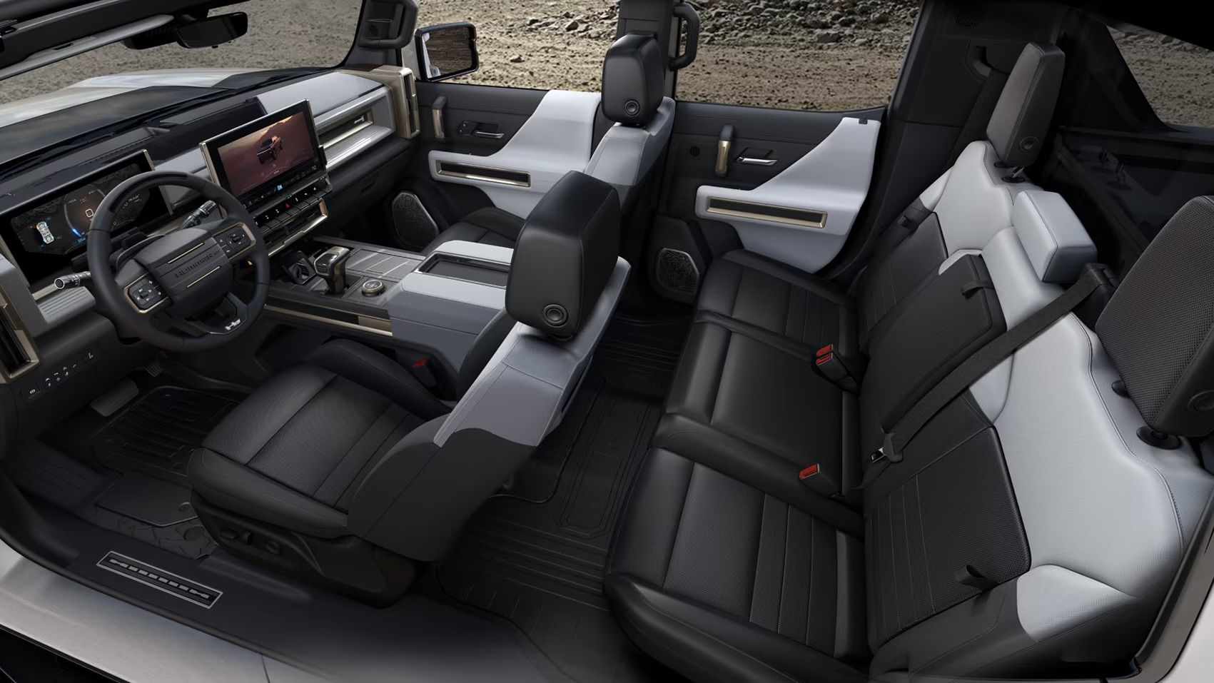 View of the interior design of the Hummer EV 2025.