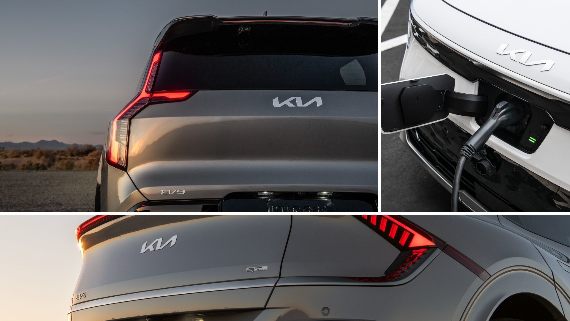 Photo montage featuring the Kia EV9, Kia EV6, and Kia Niro.
