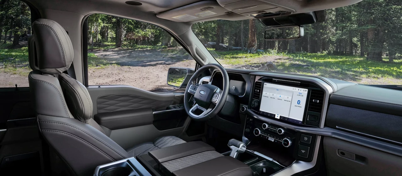 Ford F-150 cabin with central touch screen.