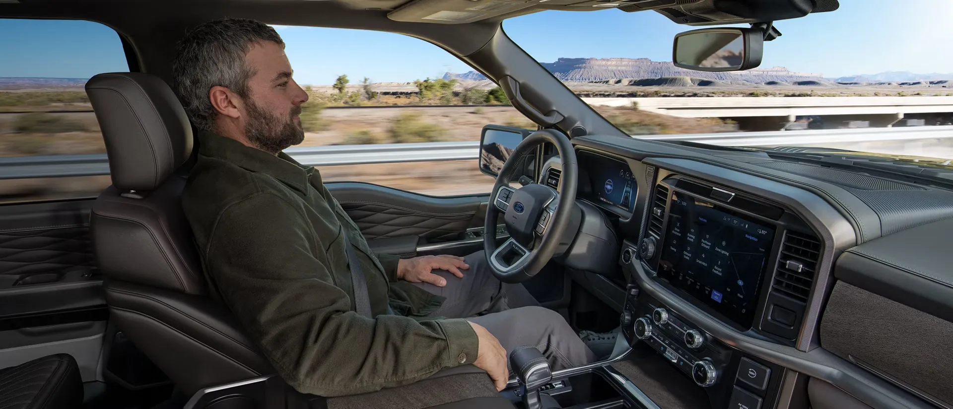 Technology-focused 2026 Ford F-150 cabin with central screen.