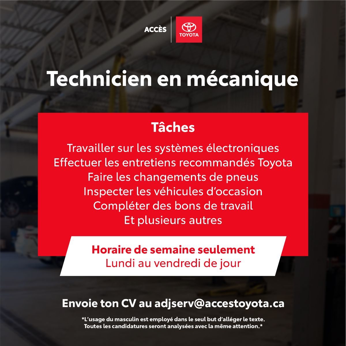 TECHNICIEN.NE EN MÉCANIQUE
