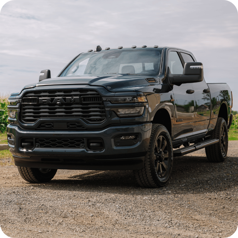 Black Heavy Duty Ram on gravel.