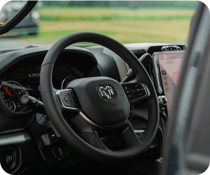 Interior view of the 2026 RAM 2500 and its dashboard