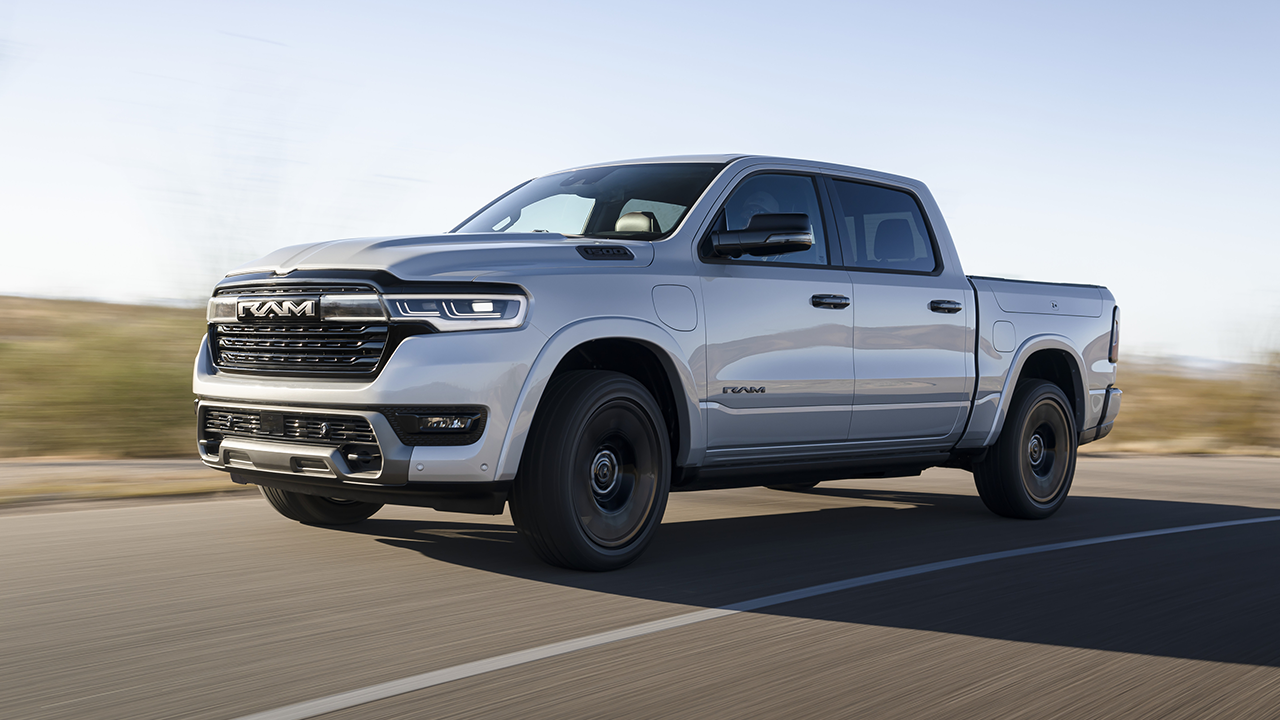 Side view of the Ram Rev on the road at full power