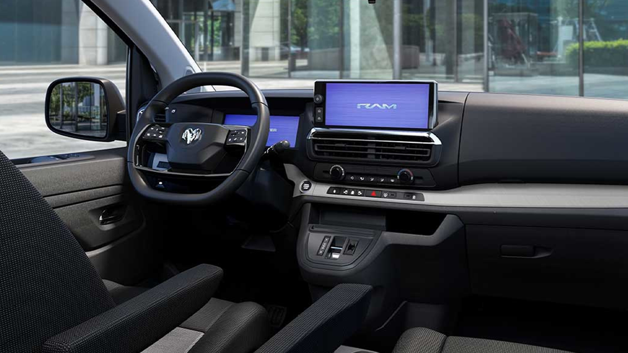Interior view of the 2027 Ram ProMaster City and the dashboard