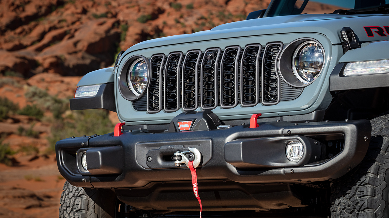 View near the front of the Jeep Wrangler's bumper