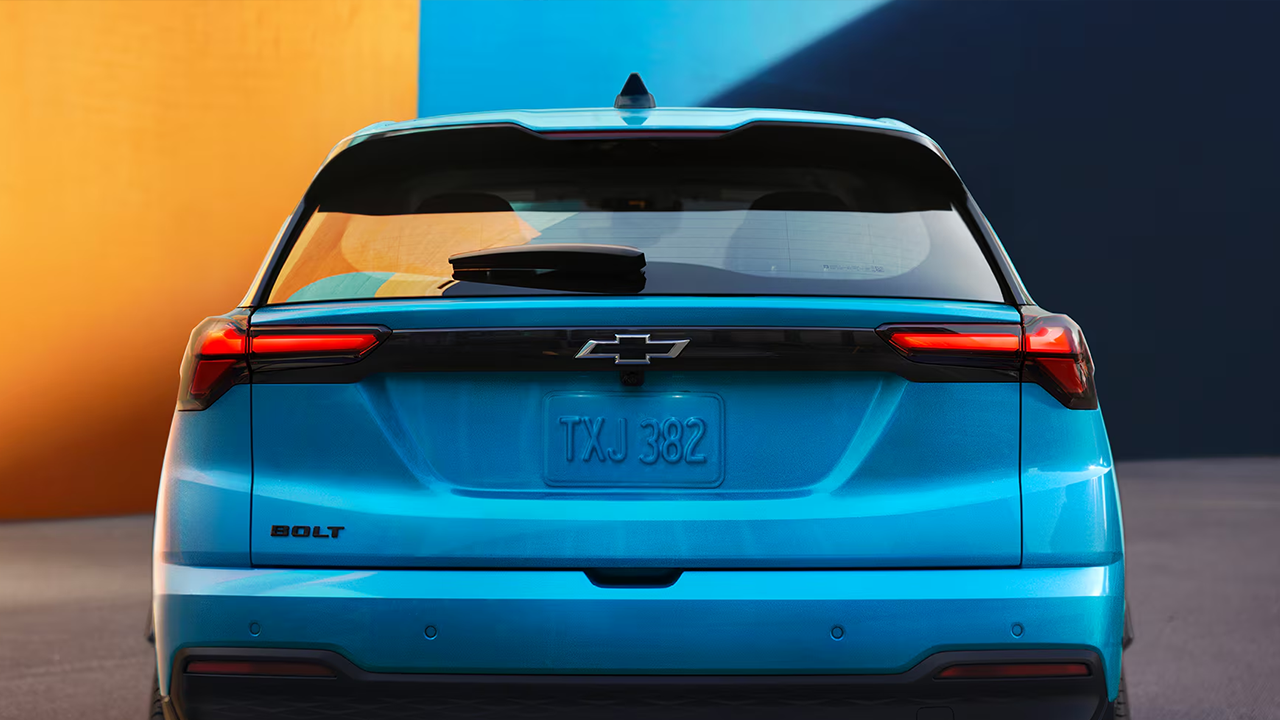 Rear view of the 2027 Chevrolet Bolt, ready to go