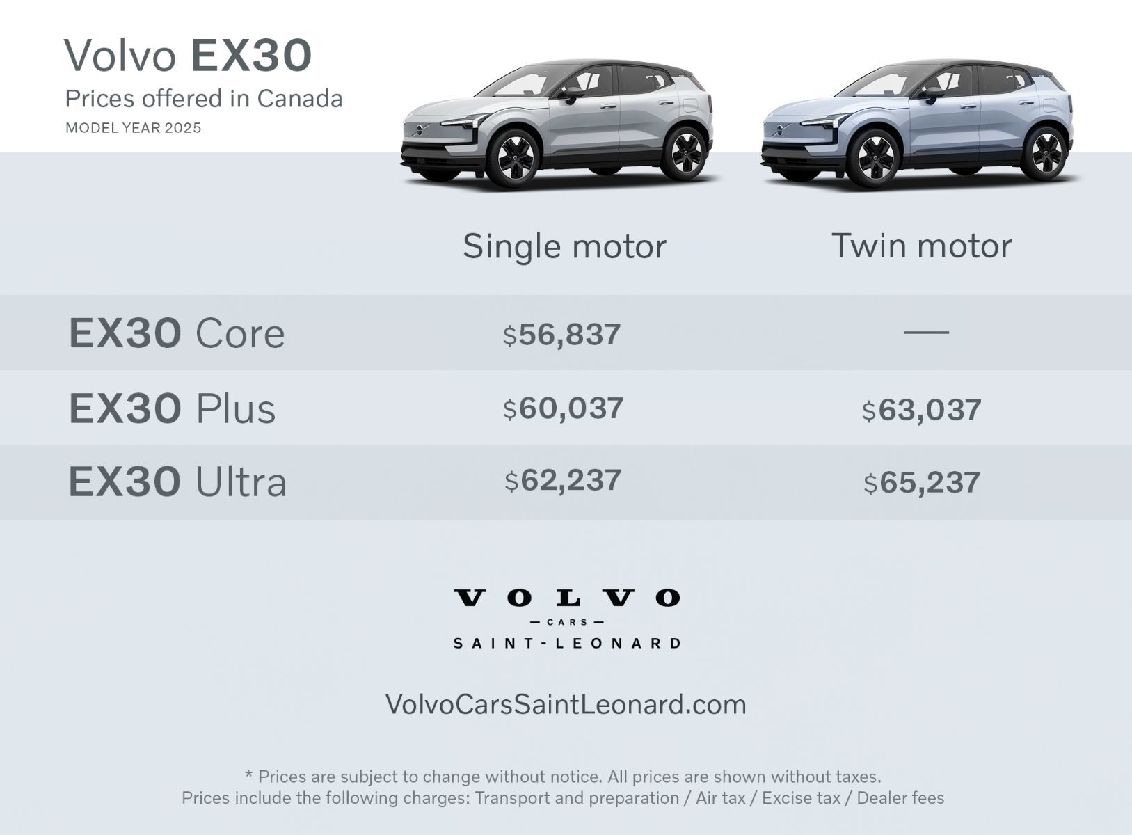 2025 Volvo EX30 pricing in Canada