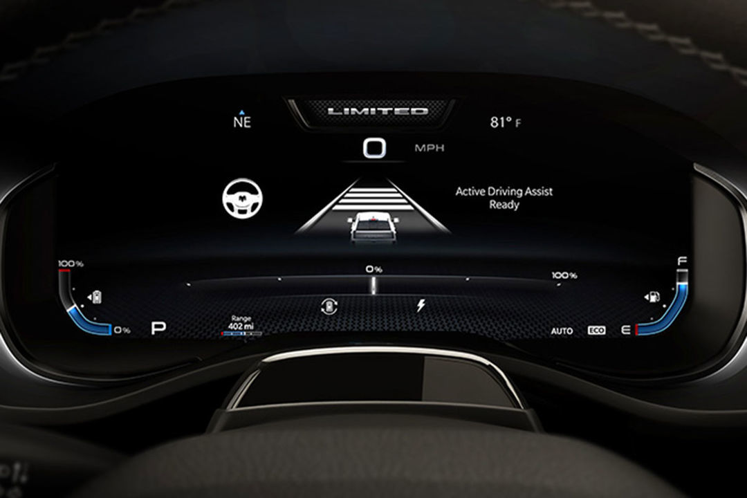 View of the hands-free active driving assist feature inside of a 2025 Ram 1500 Ramcharger REx.