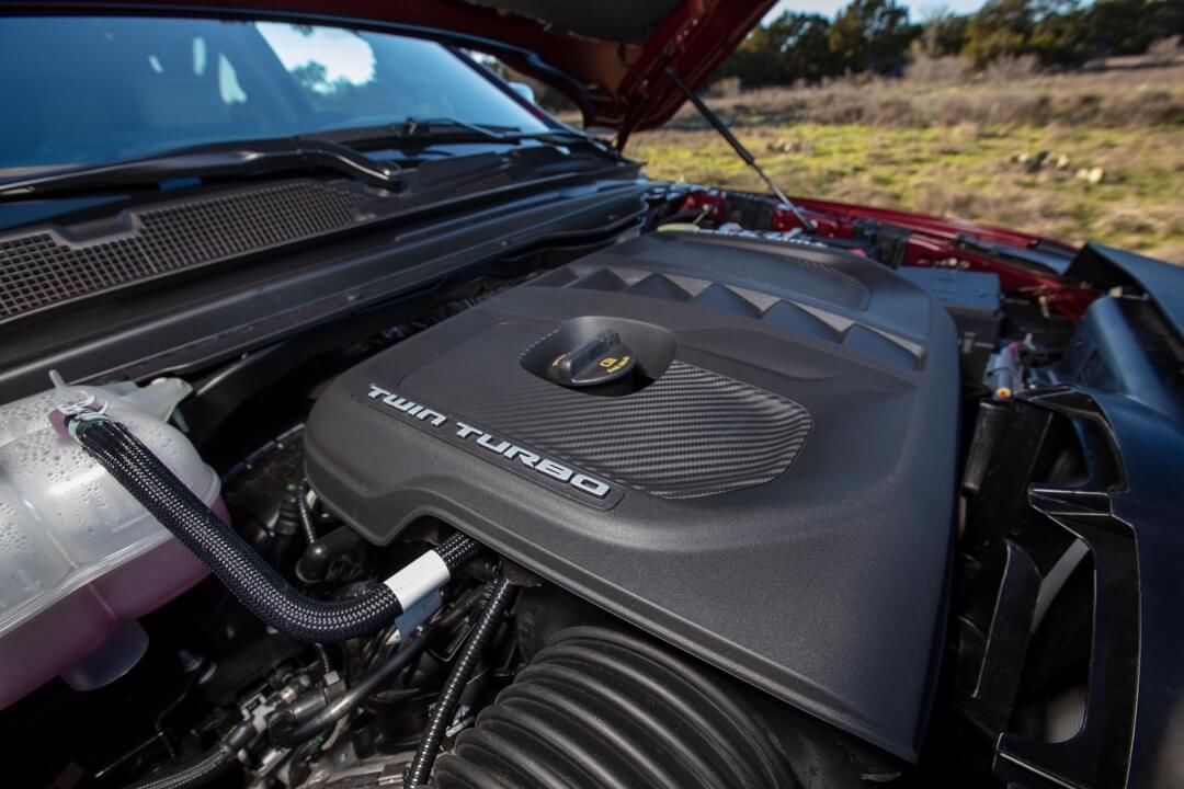 The Twin-Turbo I-6 V8 Hurricane engine from RAM 1500.