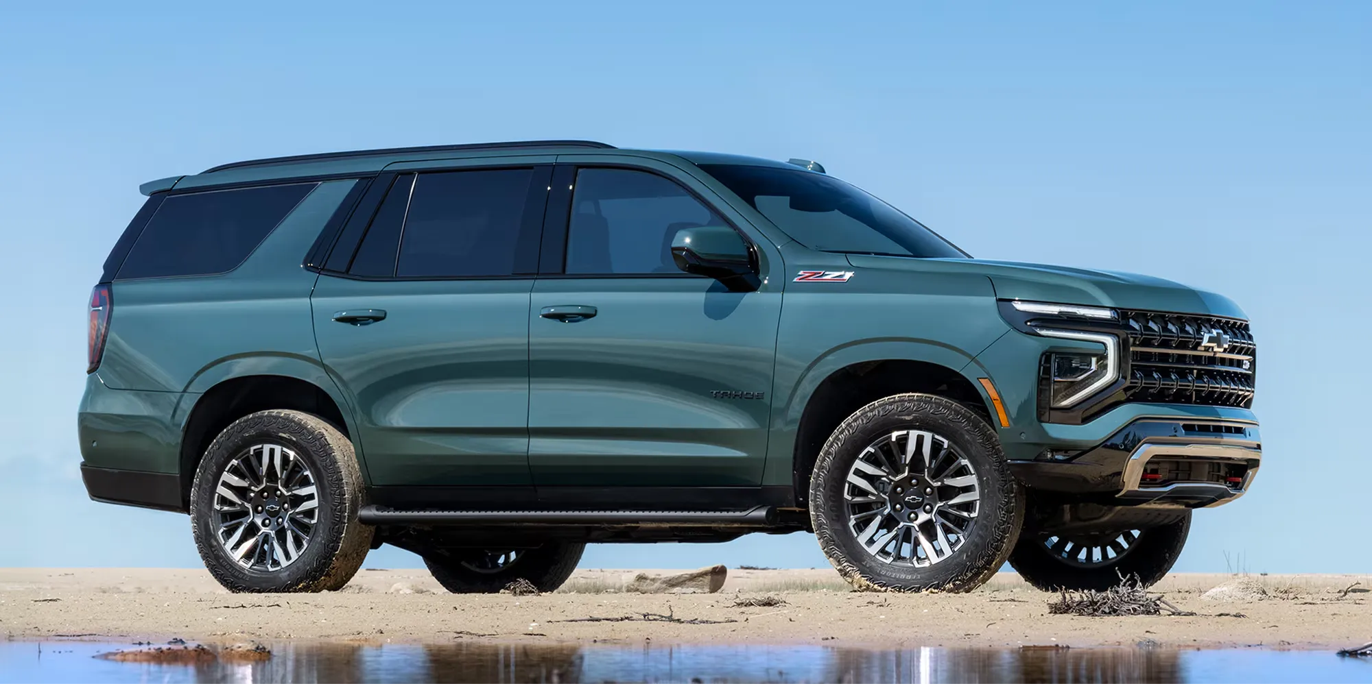 Green 2026 Chevrolet Tahoe side profile highlighting exterior design