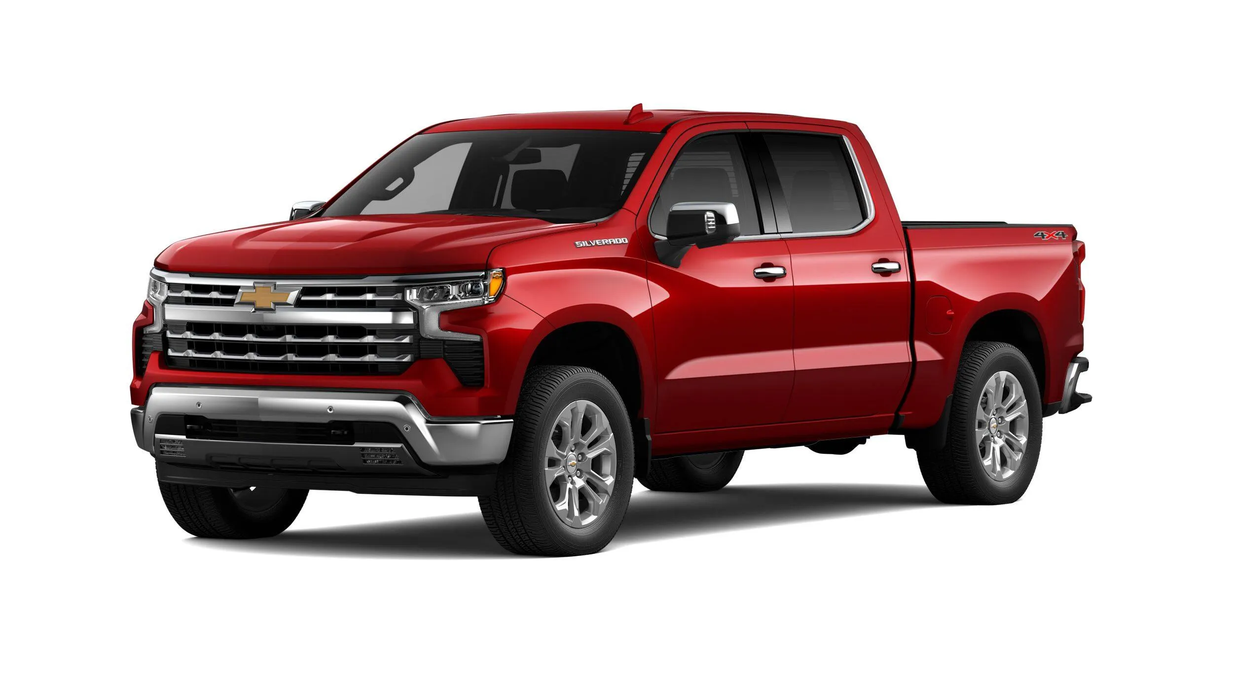 Red Chevrolet Silverado 1500 LTZ, premium trim focused on comfort