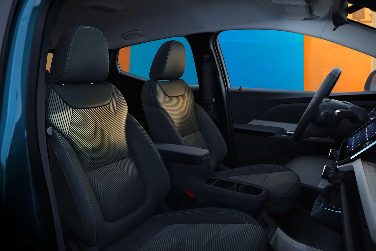 Sièges avant et espace intérieur du Chevrolet Bolt 2027.