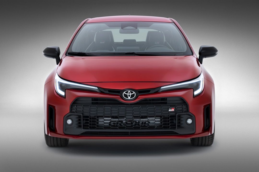 front view of the red entry level Toyota GR Corolla version