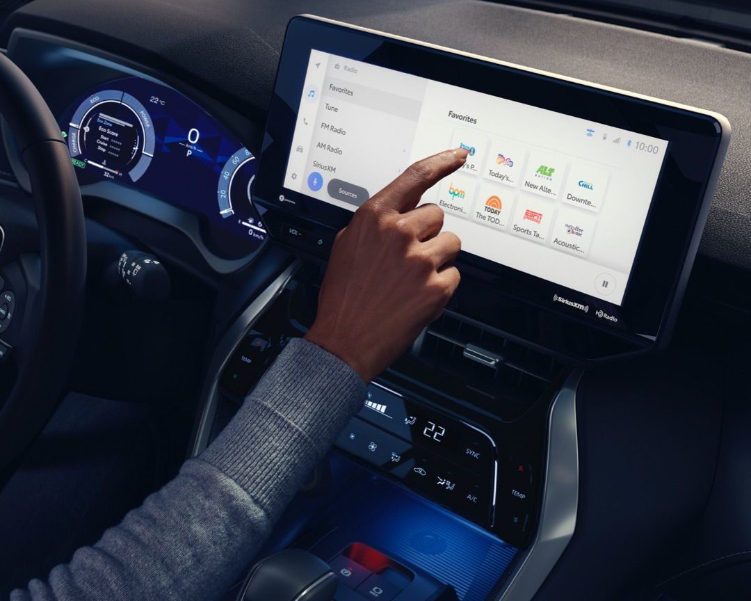 Apple CarPlay and Android Auto apps on the touchscreen of the 2023 Toyota Venza.