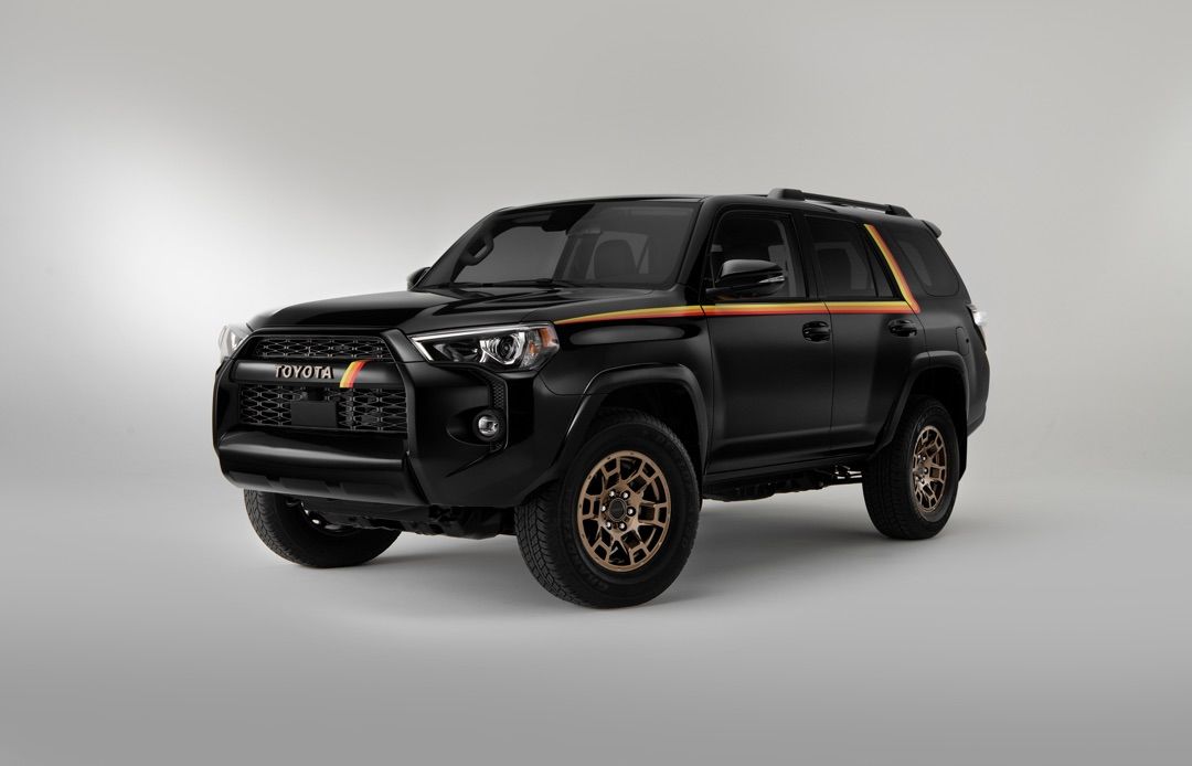 Front 3/4 view of the Toyota 4Runner 40th Anniversary Special Edition against a gray background.