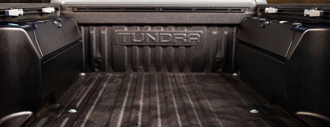 The empty trunk of the 2021 Toyota Tundra Trail truck