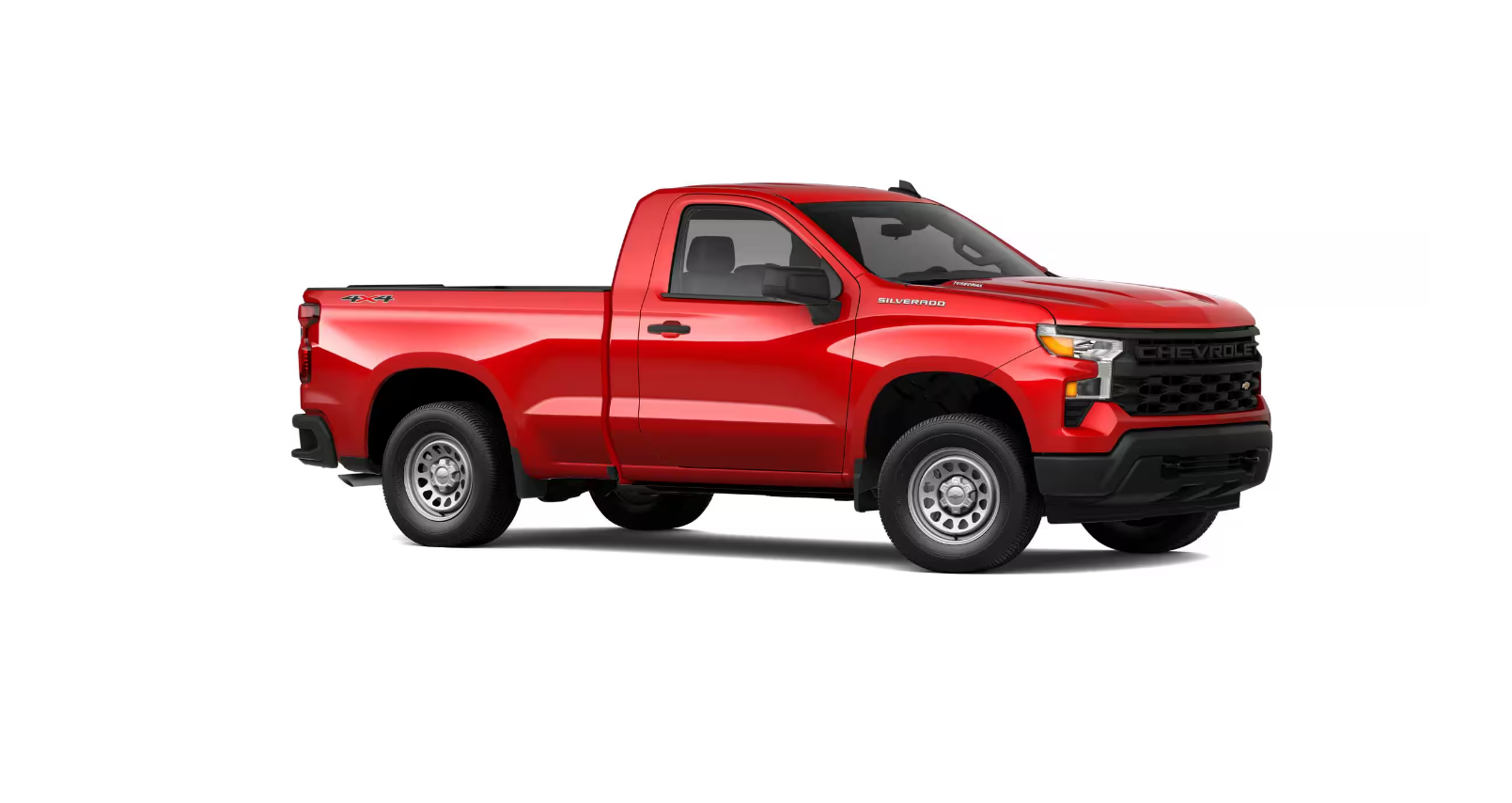 2026 Chevrolet Silverado 1500 - a red 2026 Chevrolet Silverado 1500 Regular Cab against a white background - City Chevrolet, Buick, GMC - New car dealership in Toronto, Ontario