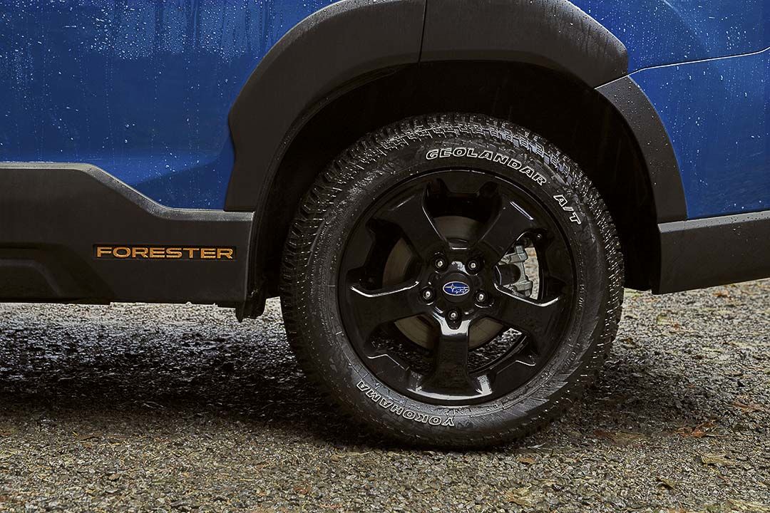 Bas de caisse incluant la roue élargie d'un Subaru Forester Wilderness 2022