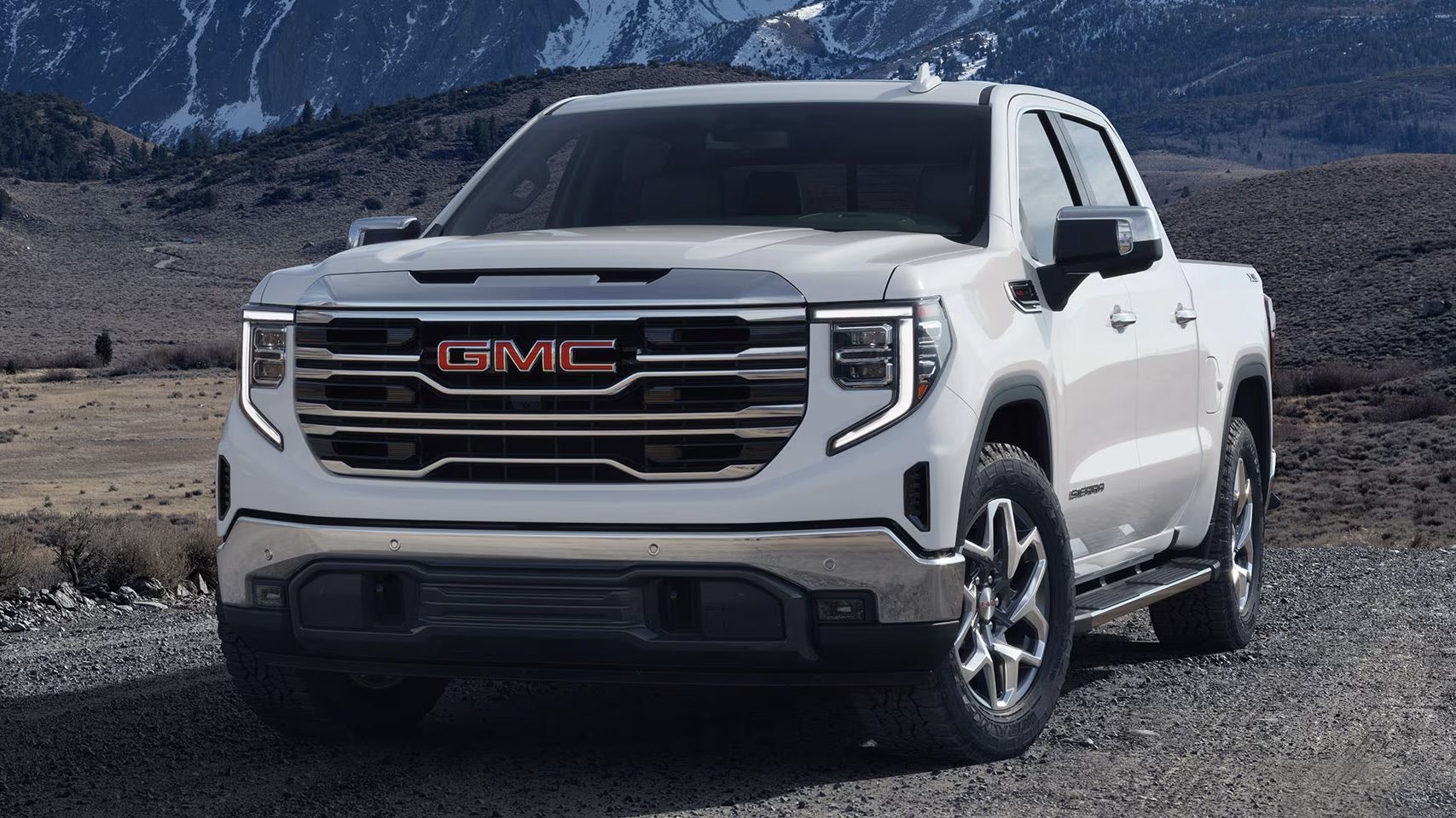 Vue sur le design avant du GMC Sierra 1500 2025.