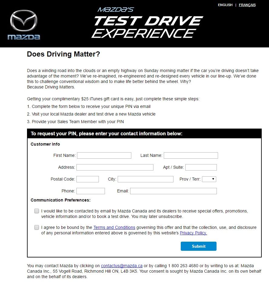 Mazda's Test Drive Experience