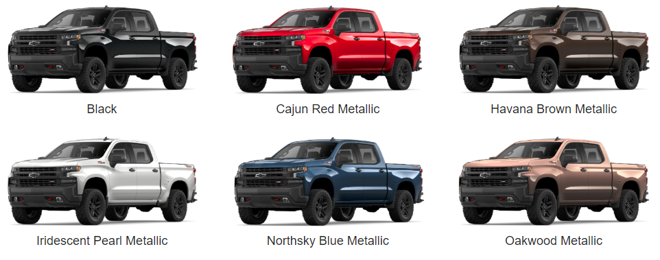 2022 Chevy Silverado Color Chart