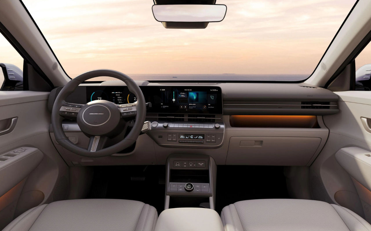 vue du tableau de bord d'une Hyundai Kona 2024