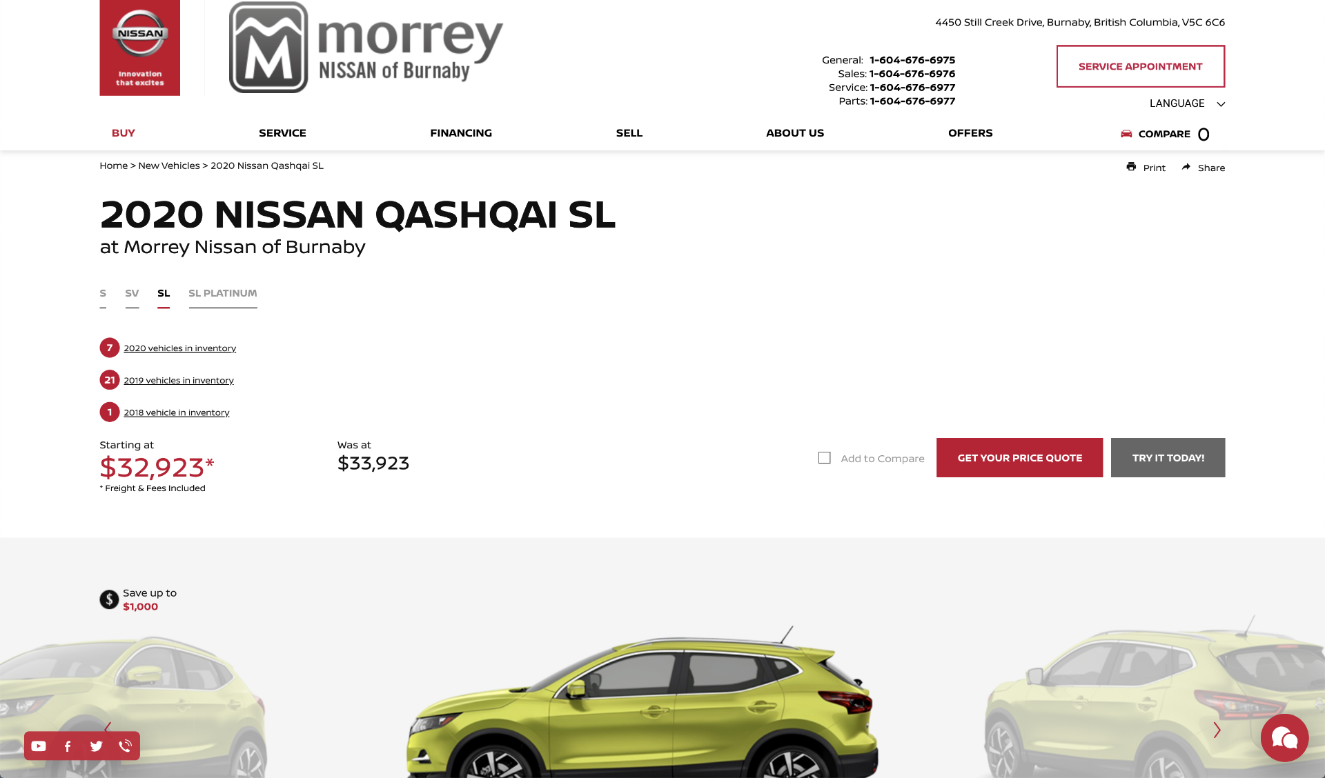 How to configure a new Nissan 2020 vehicle on our site