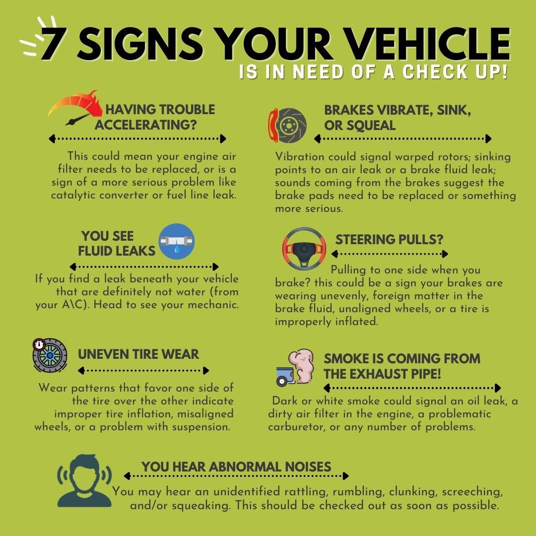 7 Signs your vehicle is in need of a check up!