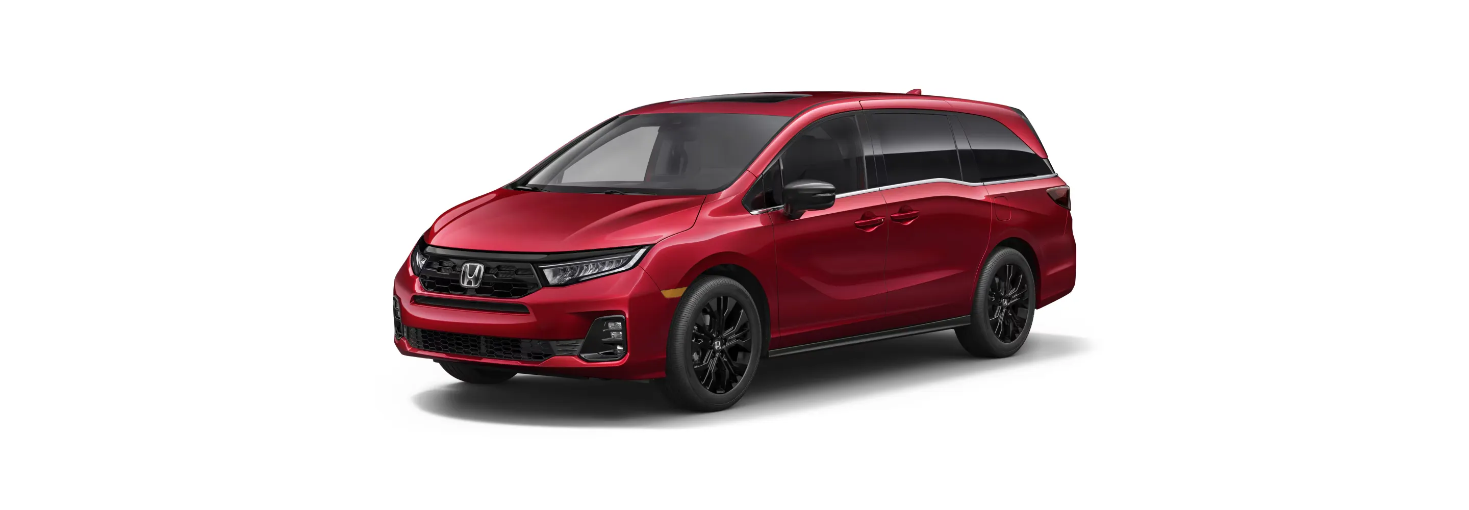 Red 2027 Honda Odyssey shown from the front three-quarter angle against a white background.