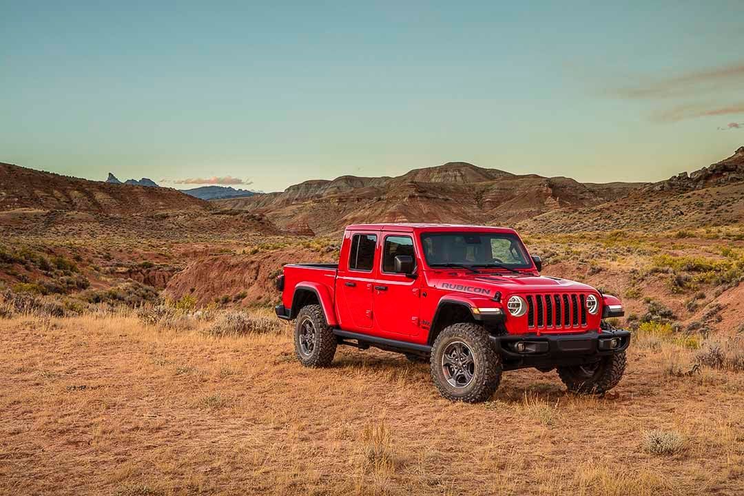 three quarter front view of the Jeep Gladiator