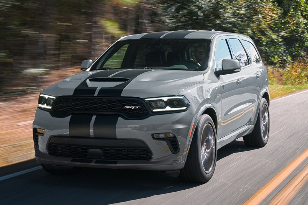 front side view of a 2023 Dodge Durango on a country road