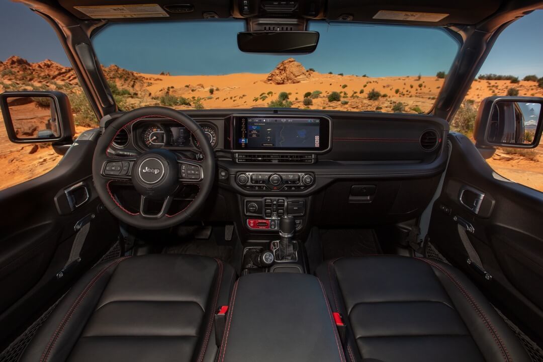 Front interior of the 2024 Jeep Wrangler.