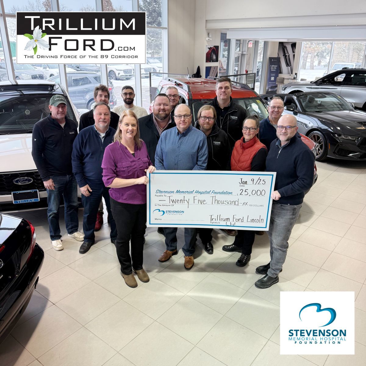 Trillium Ford Lincoln presents local hospital foundation with second instalment of multi-year pledge